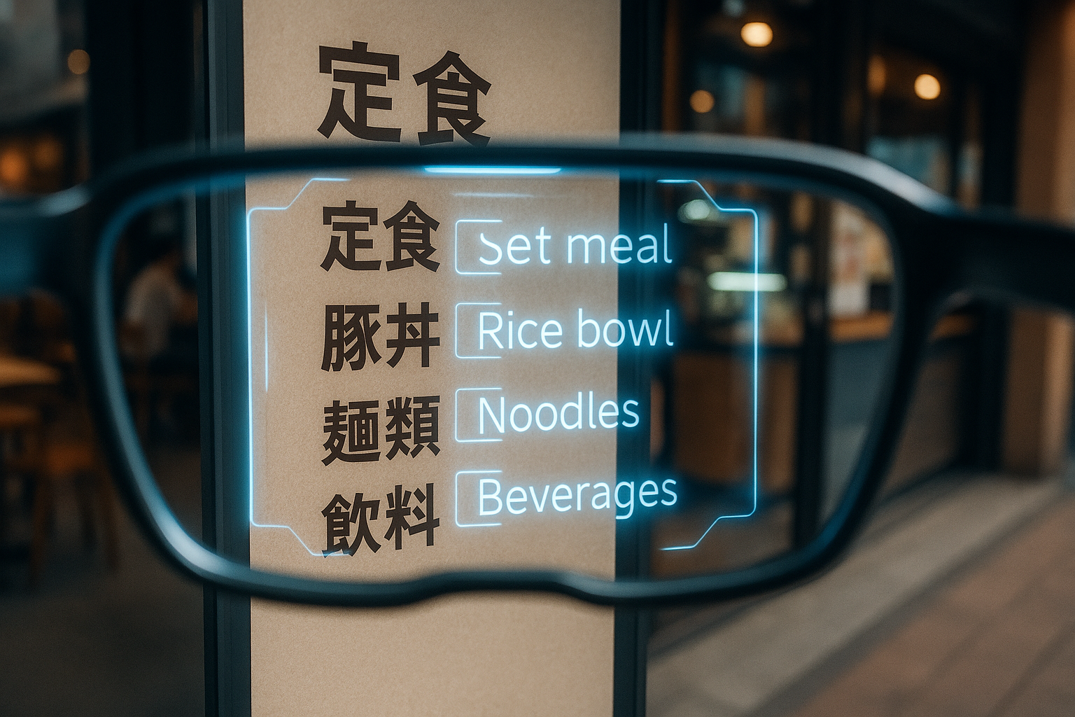 Another look through glasses with AR but now translating something 