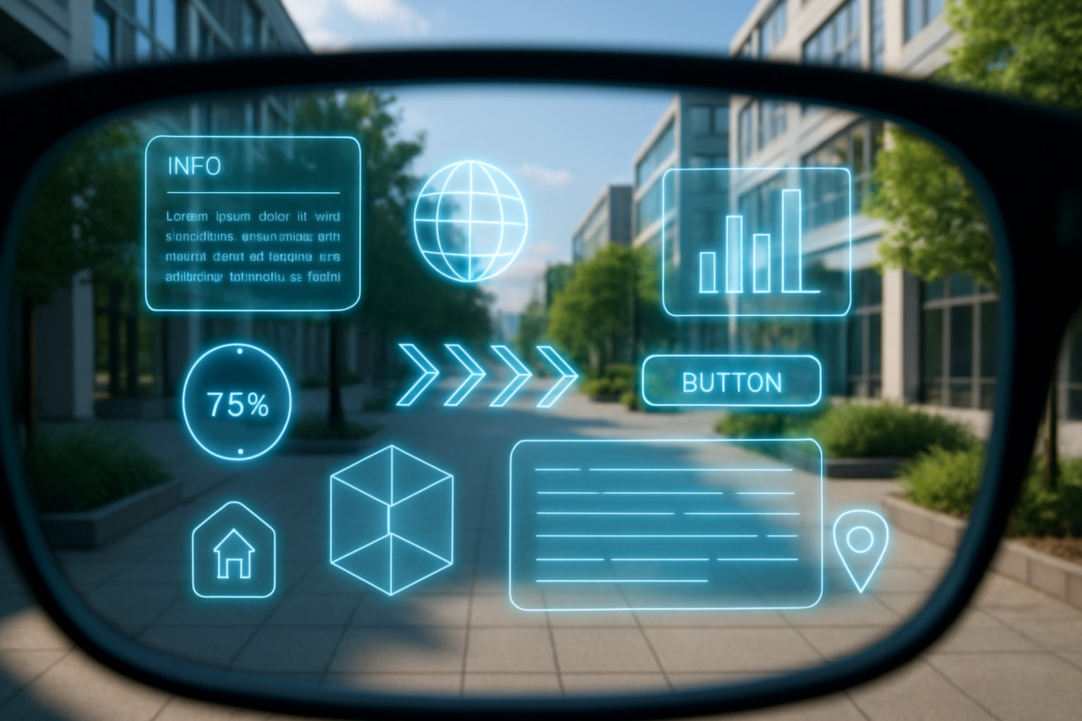 Without a person, just a look through glasses with AR